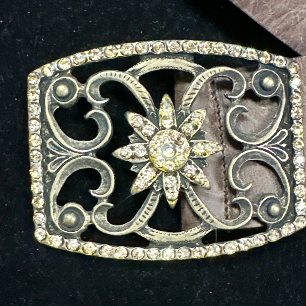 Brown Leather Belt with Ornate Buckle